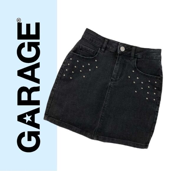 Garage Women’s Mini‎ Denim Studded Black Skirt - Size M - Picture 1 of 1